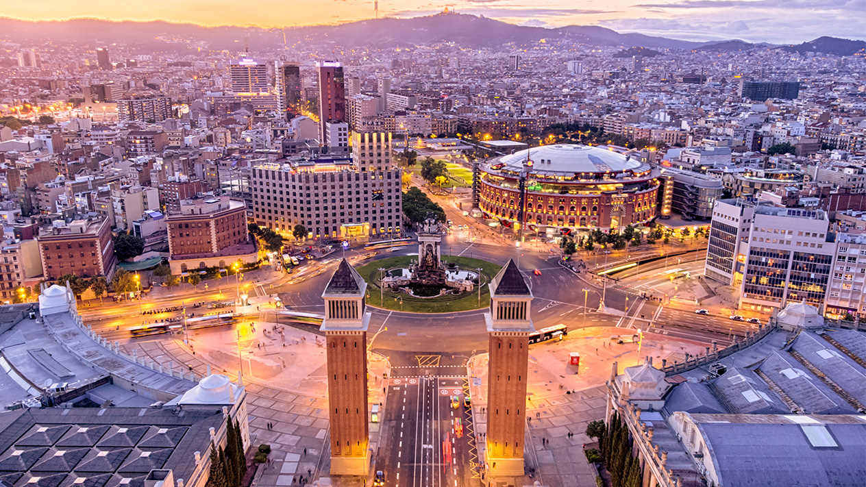 Arial view of Barcelona, Spain