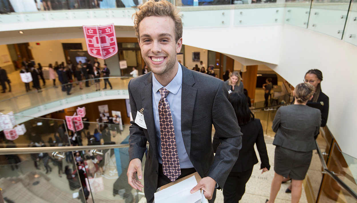 An undergraduate student at a career event.