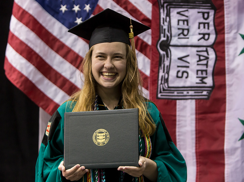 Students receiving their diploma