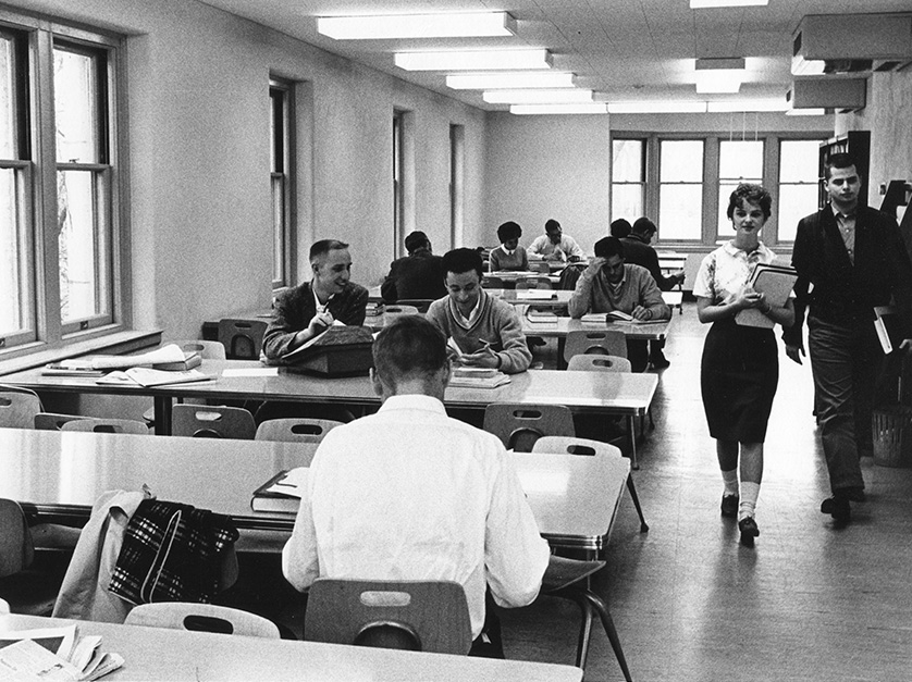 Students studying in the 1950's at Olin School of Business