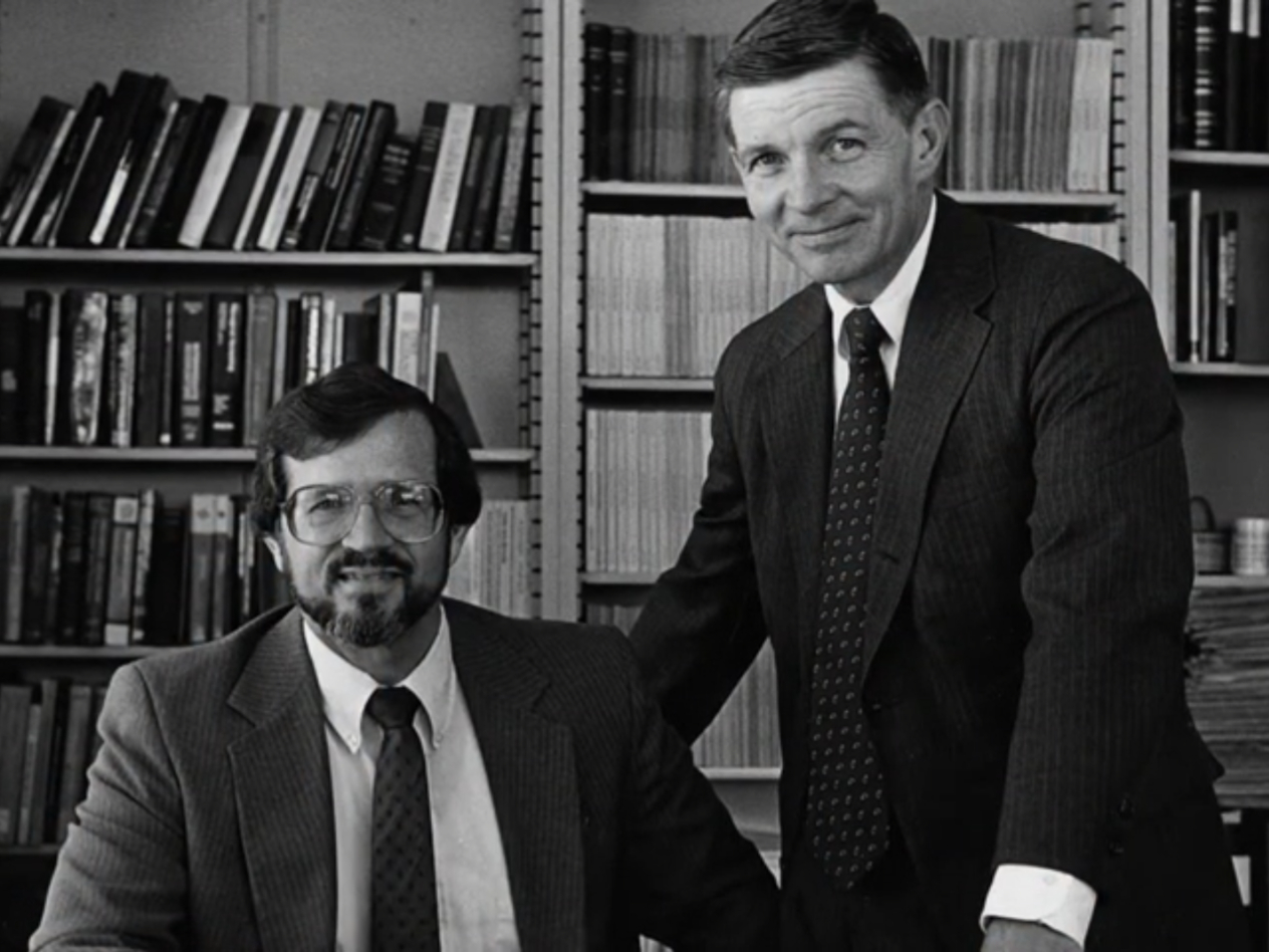 Gary Hochberg with Dean Emeritus Bob Virgil in 1988.