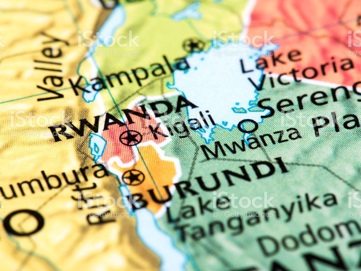 Rwanda map close up