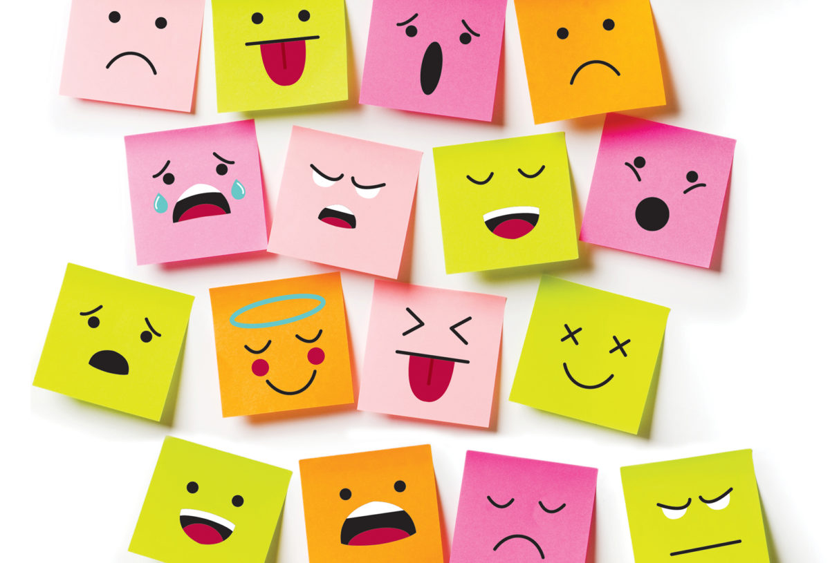 Emoticons: Stock imagery of post it notes featuring emoticons