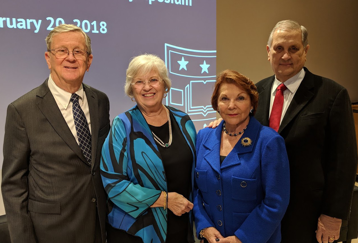 Roger, Fran, Elke, and Paul Koch, attending the 2018 Family Business Symposium where their $12 million gift to the university was announced.