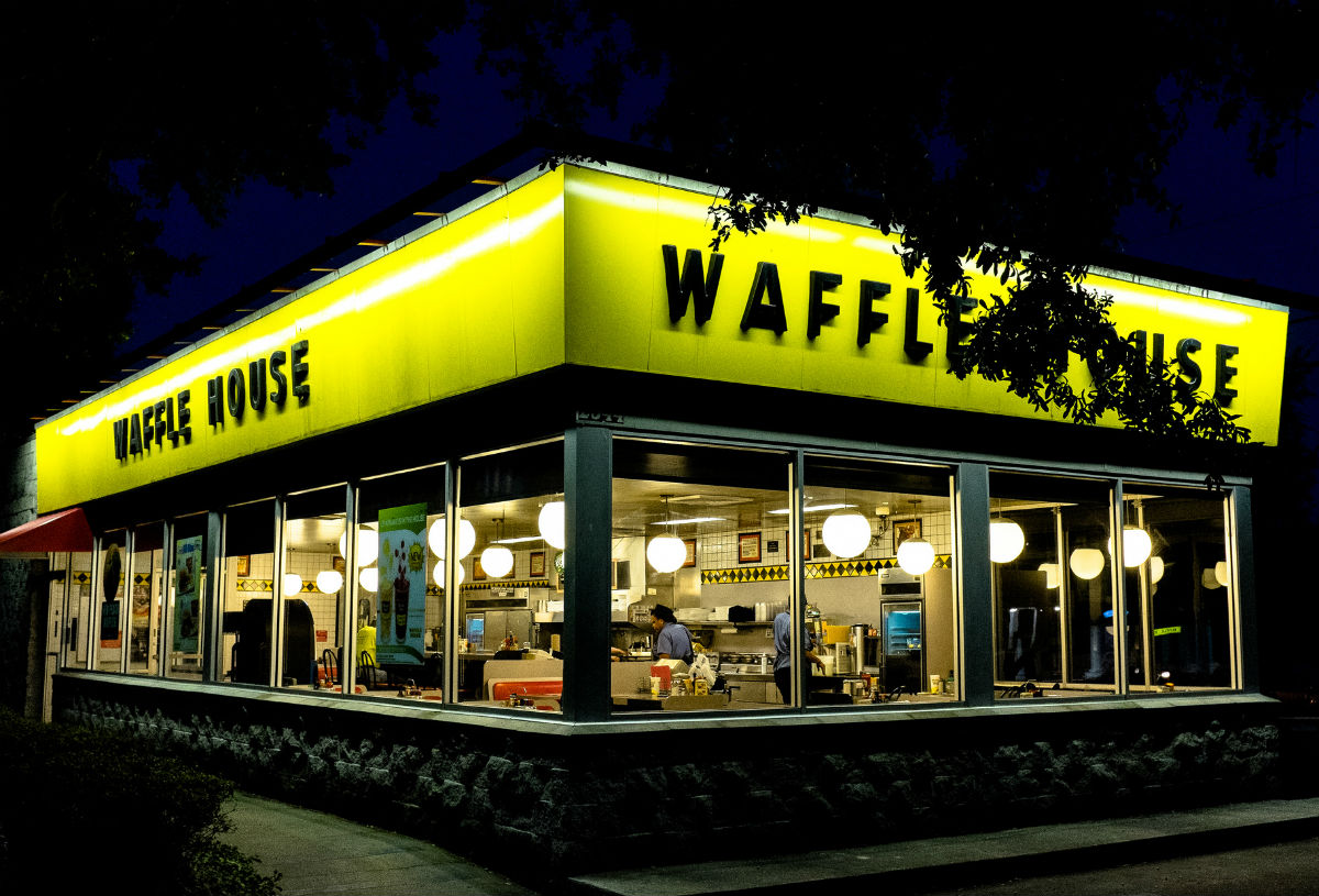 A Waffle House in the Carolinas in 2013, via Flickr user “rpavich” used under Creative Commons license for commercial use.