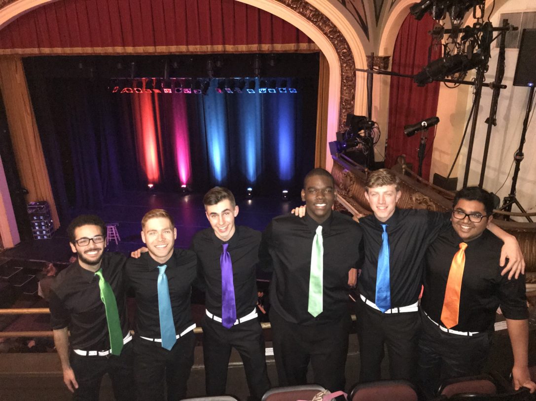 Garrett Passamonti with members of the Stereotypes a cappella group at a competition in Boston, MA last year. The Stereotypes is one of the activities that Garrett joined early his first year at WashU, making it a central ingredient.
