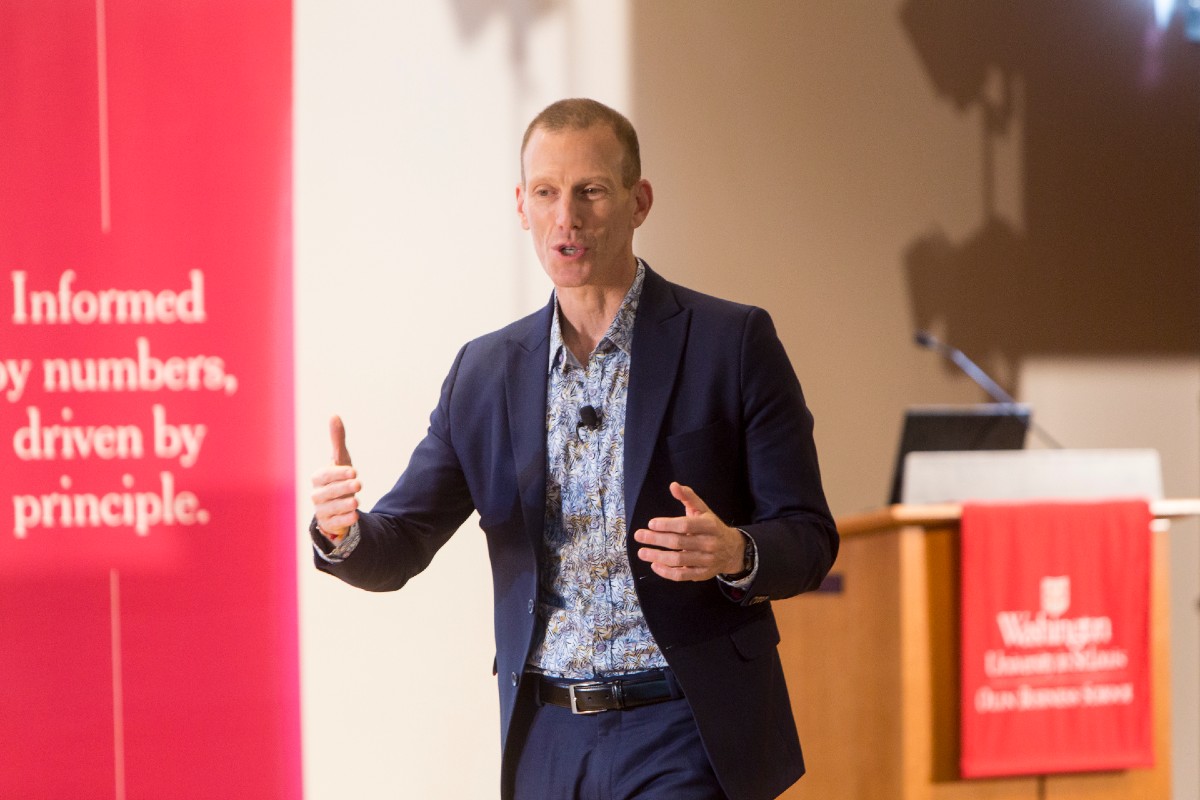 Technology futurist Jamie Metzl speaks at the Olin conference.