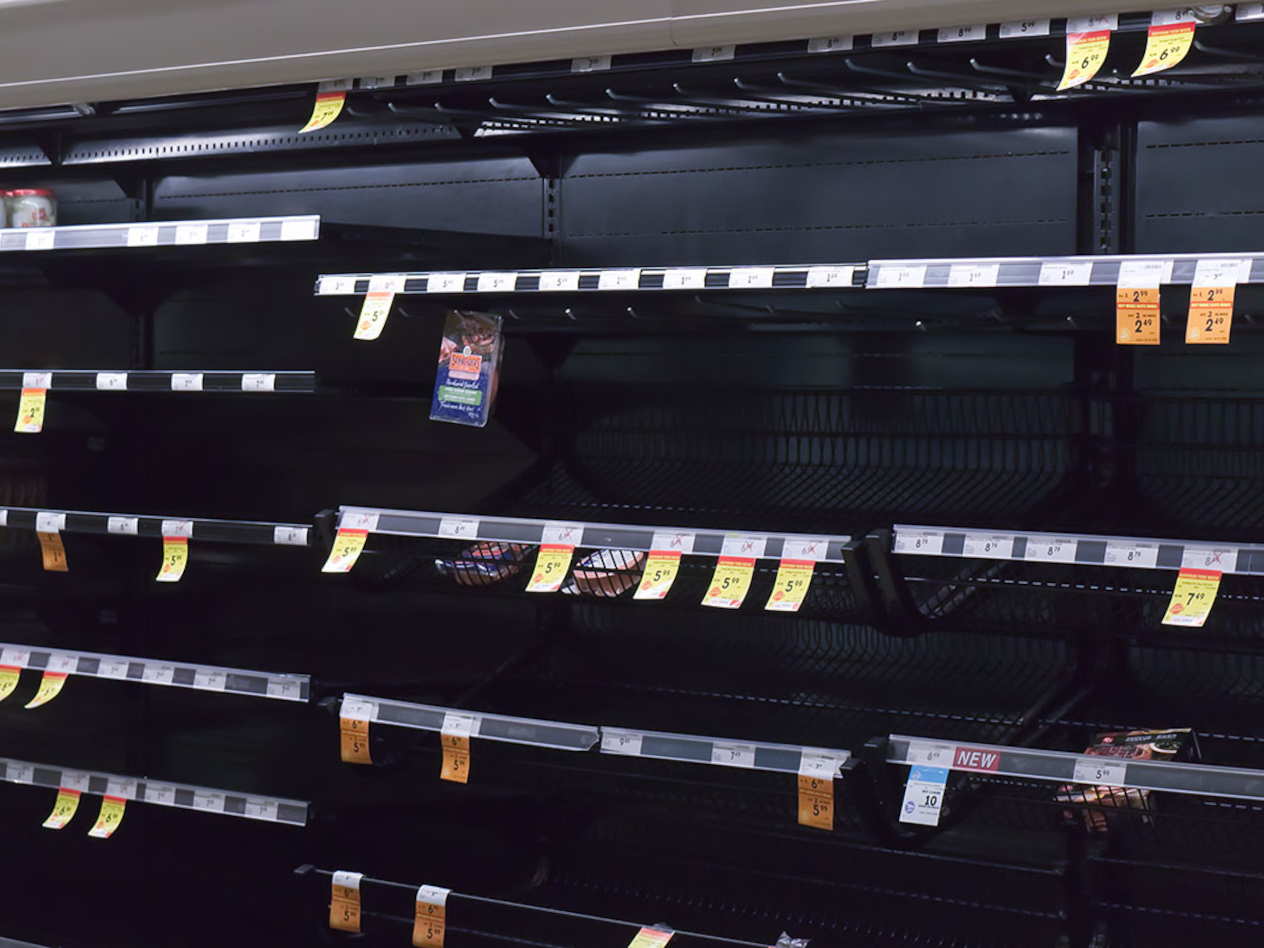 Empty retail shelves during the COVID-19 pandemic