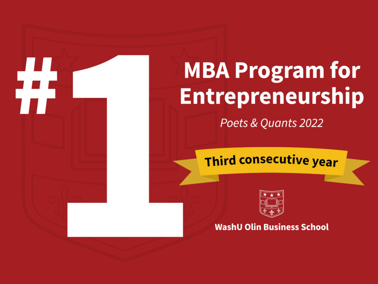 #1 again! Olin’s MBA entrepreneurship program tops P&Q ranking in 3rd year