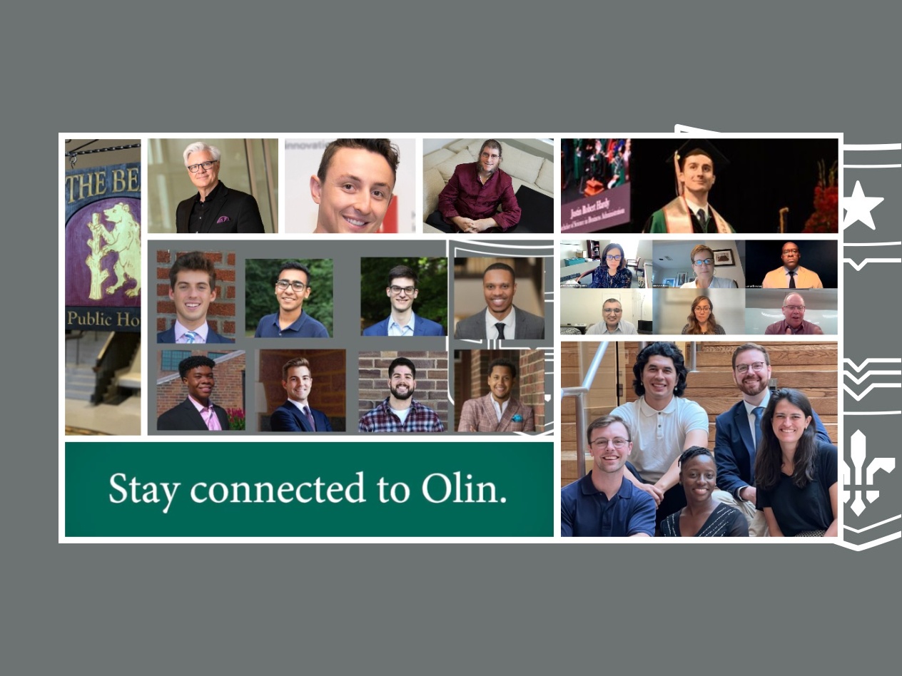 A collage of images from 2022 Olin Blog posts, with the words 'Stay connected to Olin.'