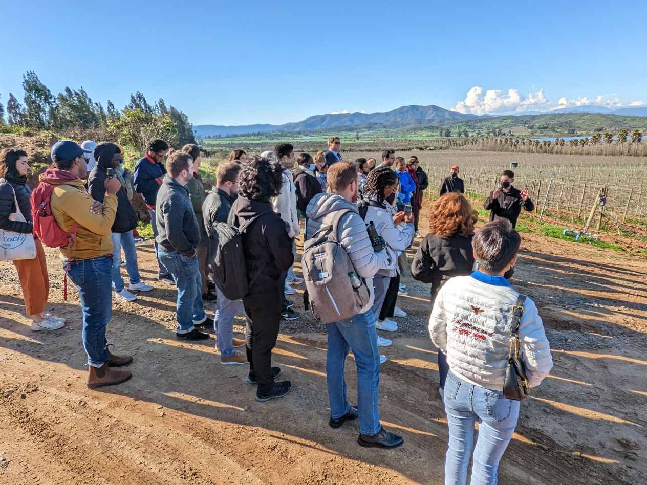 Students in August 2022 tour Kingston Family Vineyards in Santiago, Chile