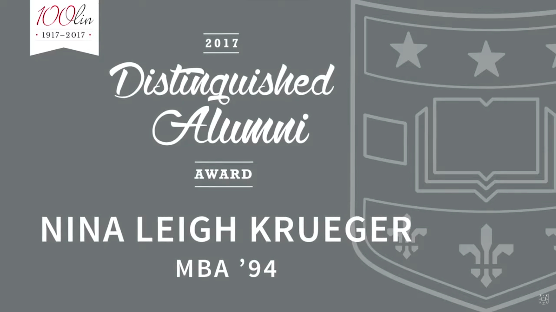 Nina Leigh Krueger received WashU Olin Business School's Distinguished Alumni Award in April 2017.