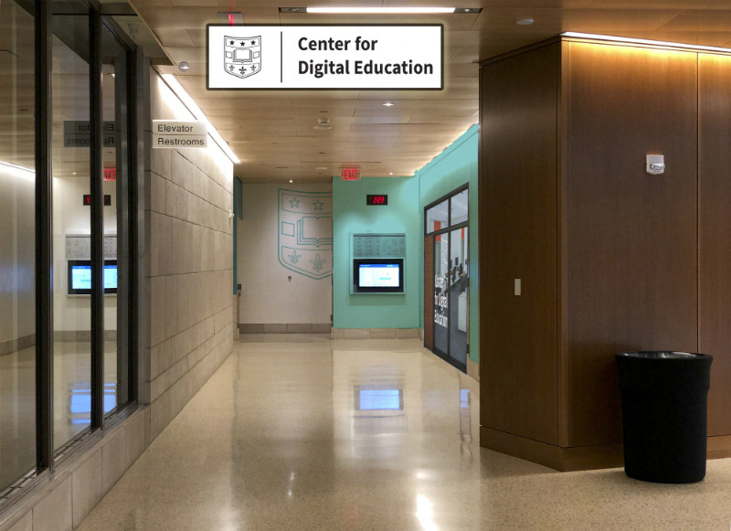 Mockup of the entrance to the Center for Digital Education on the first floor of Knight Hall. Rendering by Katie Wools.