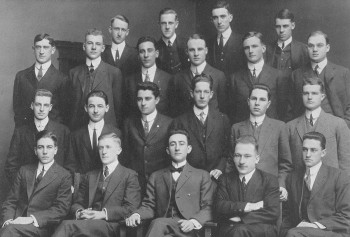 Charles H. Duncker Jr.,(second row from top, second to the left), graduated with a Bachelor of Arts degree in 1914 with Phi Beta Kappa honors (the Washington University chapter of Phi Beta Kappa was chartered in 1913, which made Duncker part of the first group of students to be so honored), was a member of the track team, editor of the yearbook, and a member of the junior and senior honorary societies.