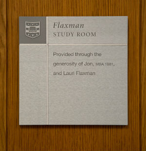 Plaque for the Flaxman Study Room at Olin.