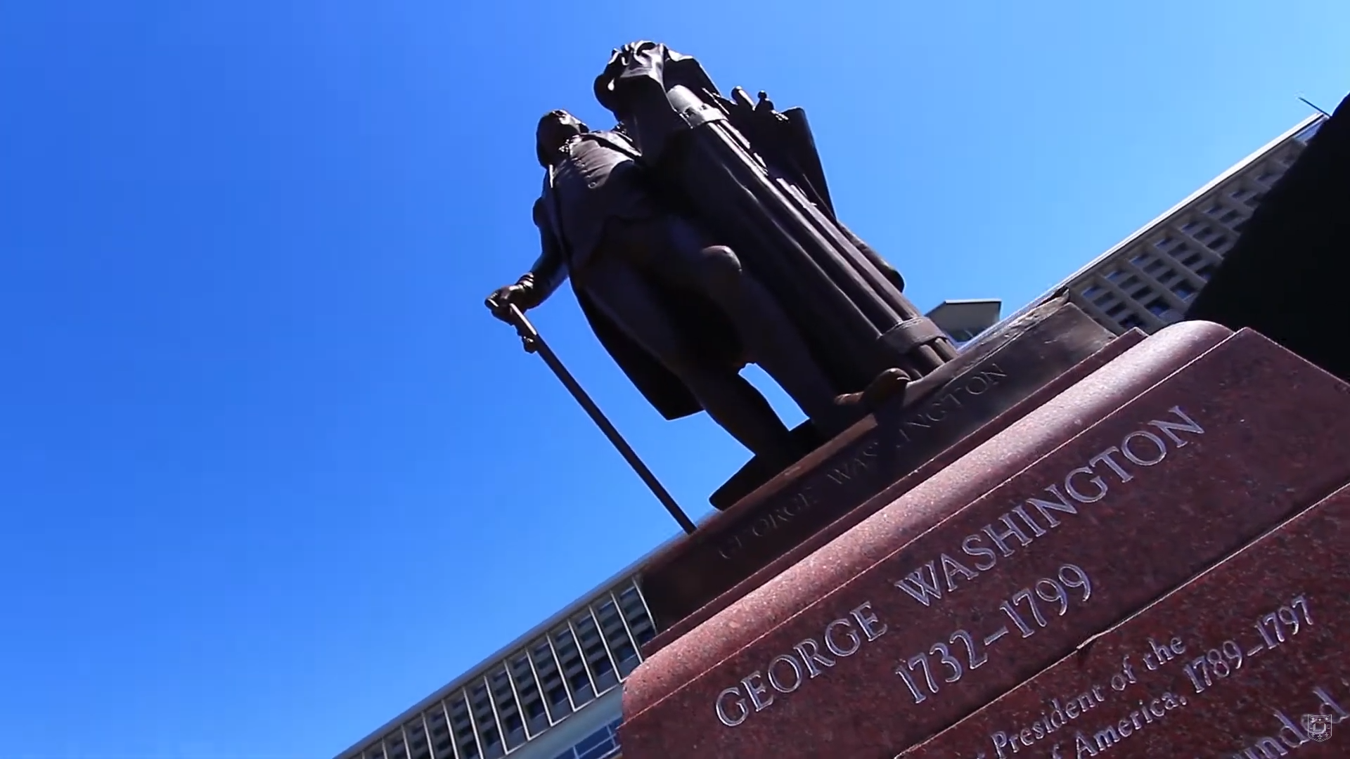 George Washington statue by Olin Library on WashU's Danforth Campus