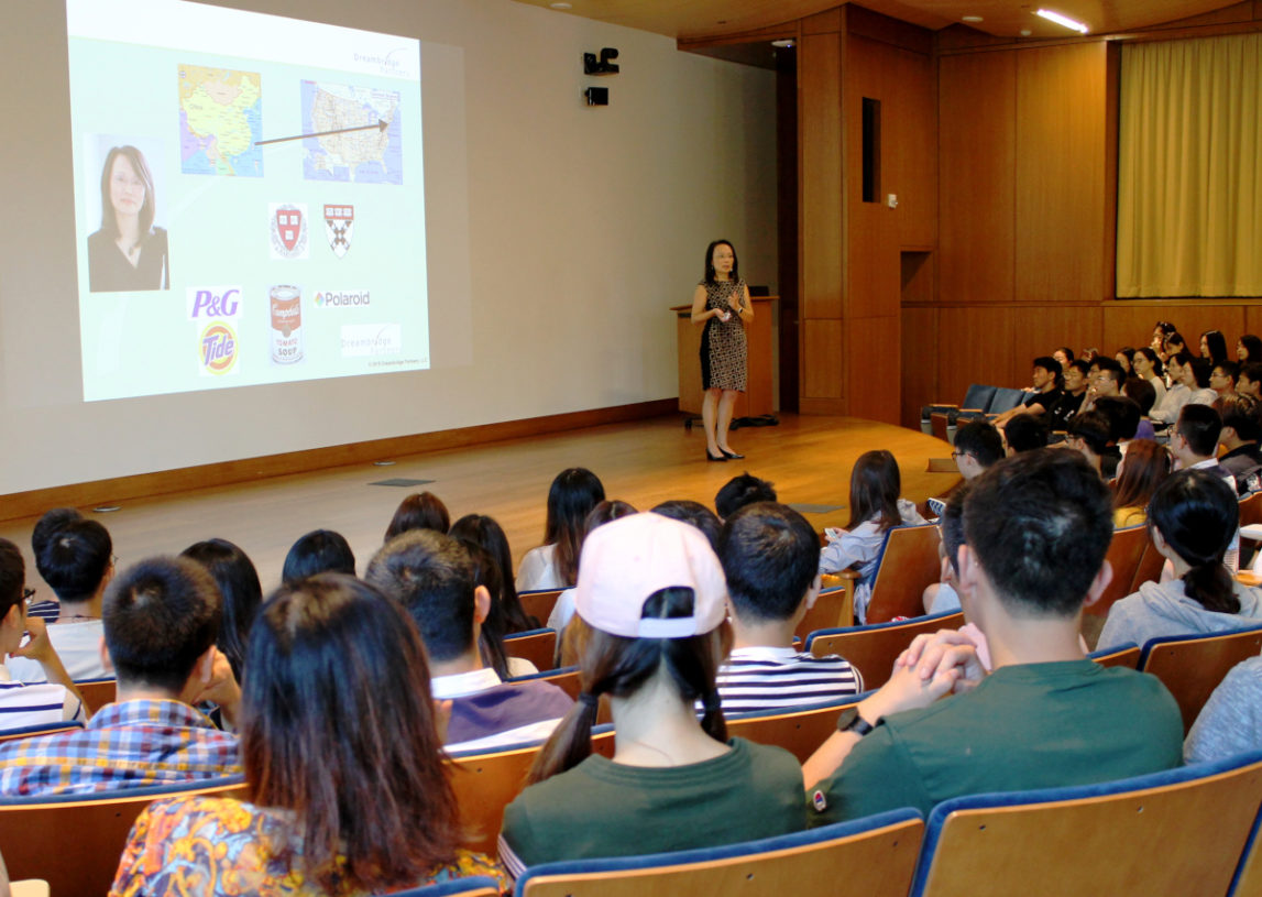 Judy Shen Filerman addresses Passport students.