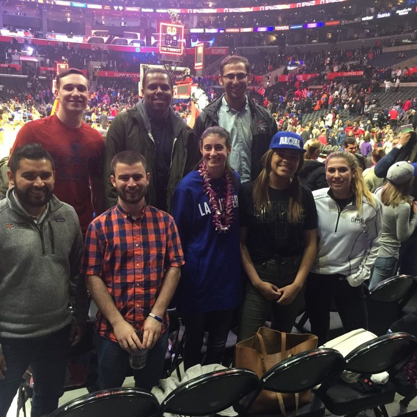 Students on the 2018 sports trek at an L.A. Clippers game.