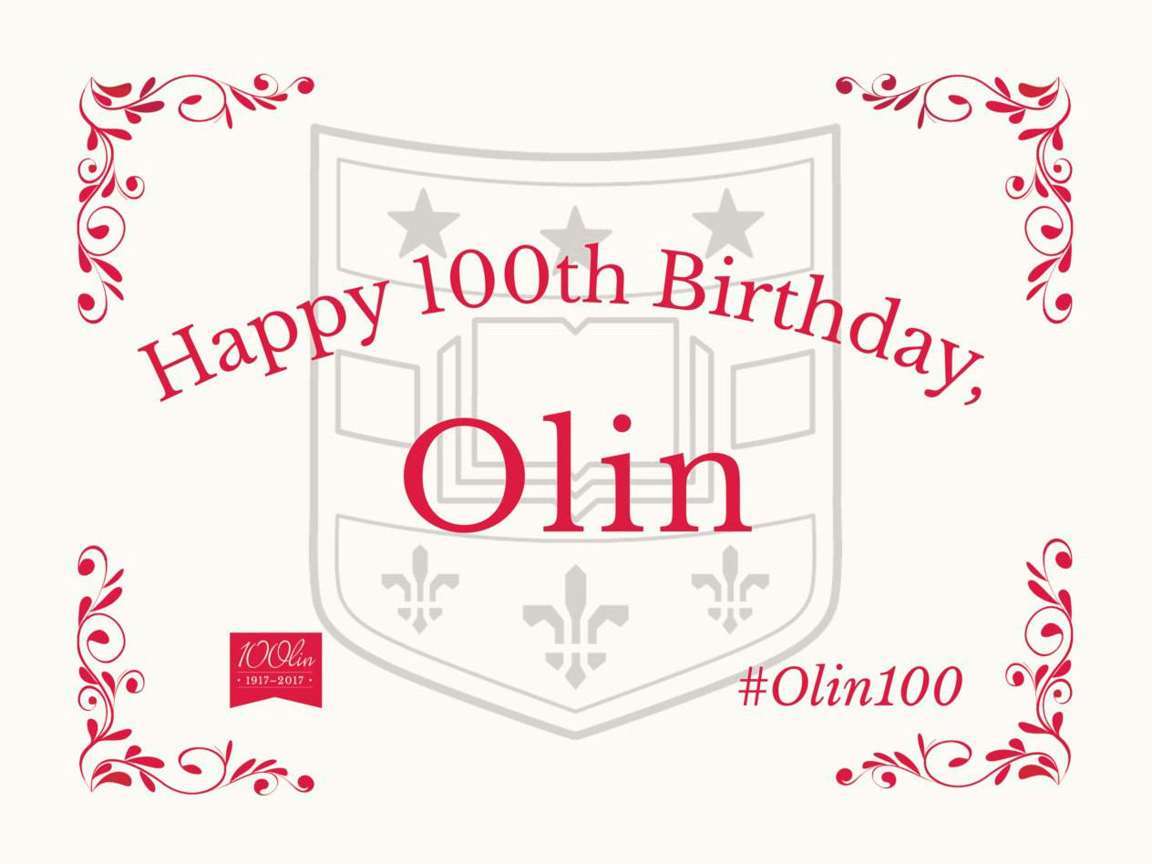 mockup of a sheetcake for Olin100 celebration