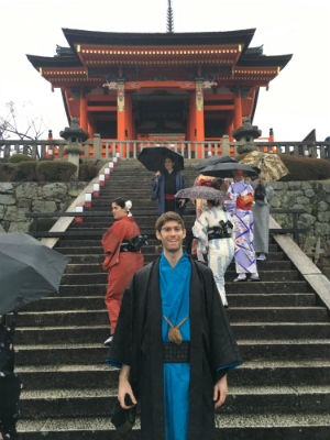 Jarrad in traditional Japanese attire during his visit with the CEL GMS trip in 2018.